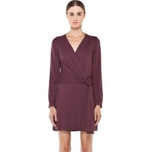 Diane vonFurstenberg Dora Burgundy Red V Neck Long Sleeve Mini Wrap Dress 6/Sm